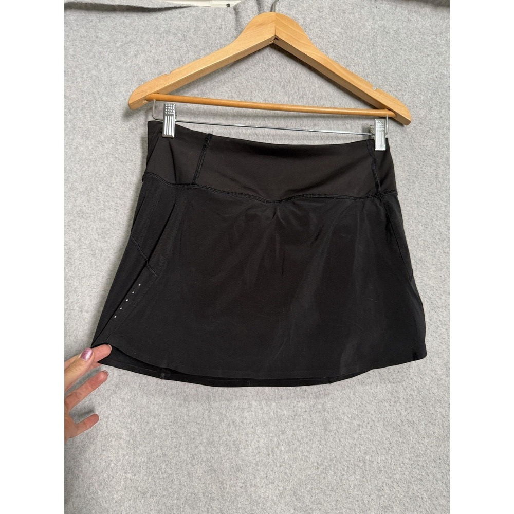 Athleta Skort Womens Small Petite Black Run With It 14" Running Shorts Stretch